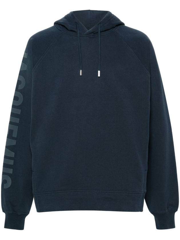 Le Typo Classic Fit Cotton Hoodie Navy - JACQUEMUS - BALAAN 2