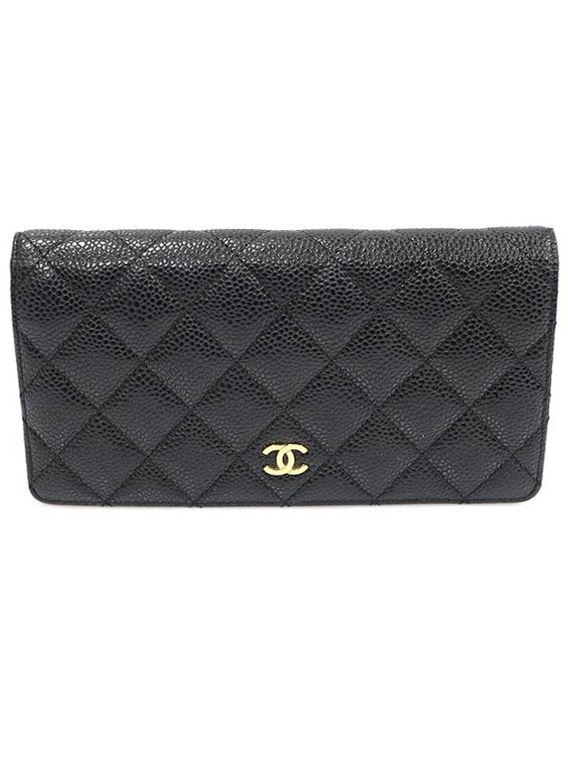 A31509 Black caviar gold classic long flap wallet 16th - CHANEL - BALAAN 1