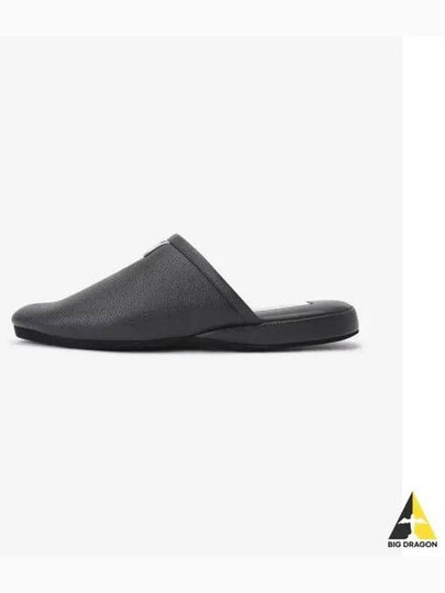 Pebbled Grosgrain Tab Leather Slippers Black - THOM BROWNE - BALAAN 2