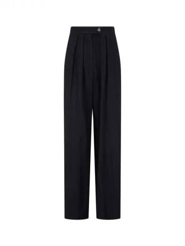 Women s Two Tuck Wool Wide Pants Black 271622 - EMPORIO ARMANI - BALAAN 1