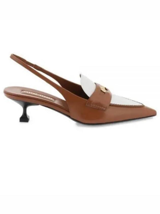 Penny Leather Slingback Heels Brown - MIU MIU - BALAAN 2