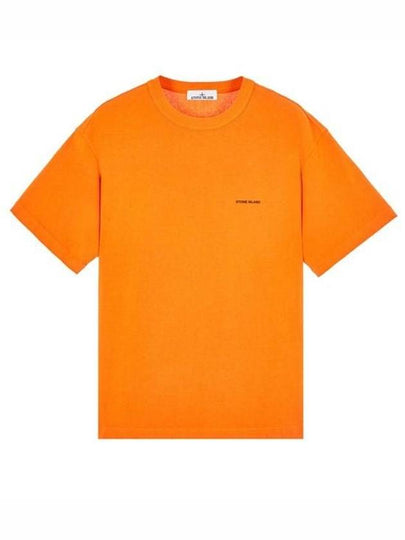 Embossed Logo Regular Fit Cotton Short Sleeve T-Shirt Orange - STONE ISLAND - BALAAN 2