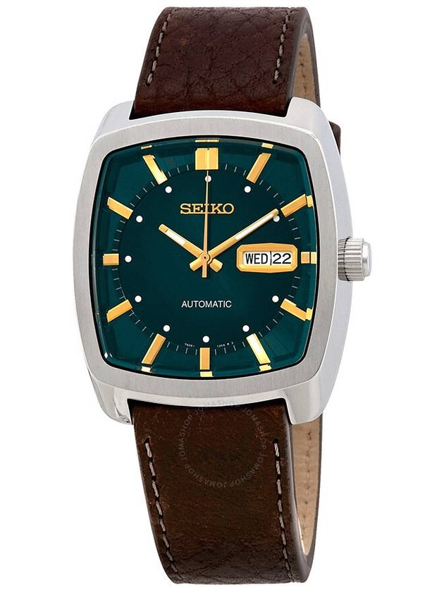 Seiko Recraft Automatic Green Dial Brown Leather Men's Watch SNKP27 - SEIKO - BALAAN 1