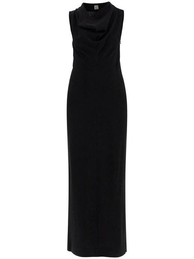 maxi dress in black wool with cowl neck sleeveless - TOTEME - BALAAN 1