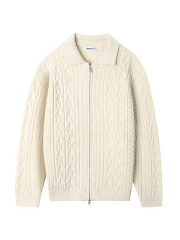 Fisherman Collar Zip-up Knit Cream - INDUST - BALAAN 1