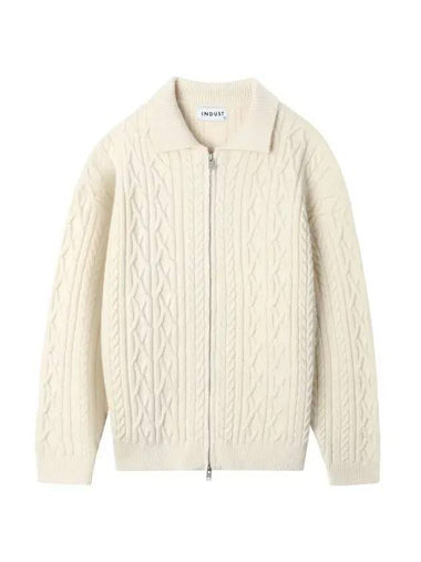 Fisherman Collar Zip-up Knit Cream - INDUST - BALAAN 1