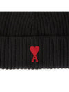 Heart Logo Wool Beanie Black - AMI - BALAAN 5