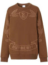 Embroidered Logo Cotton Sweatshirt Dark Birch Brown - BURBERRY - BALAAN 1