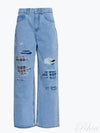 Mohair Patch Wide Jeans Blue - MARNI - BALAAN 2