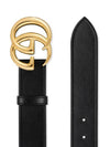 Double G Buckle Leather Belt Black - GUCCI - BALAAN 4