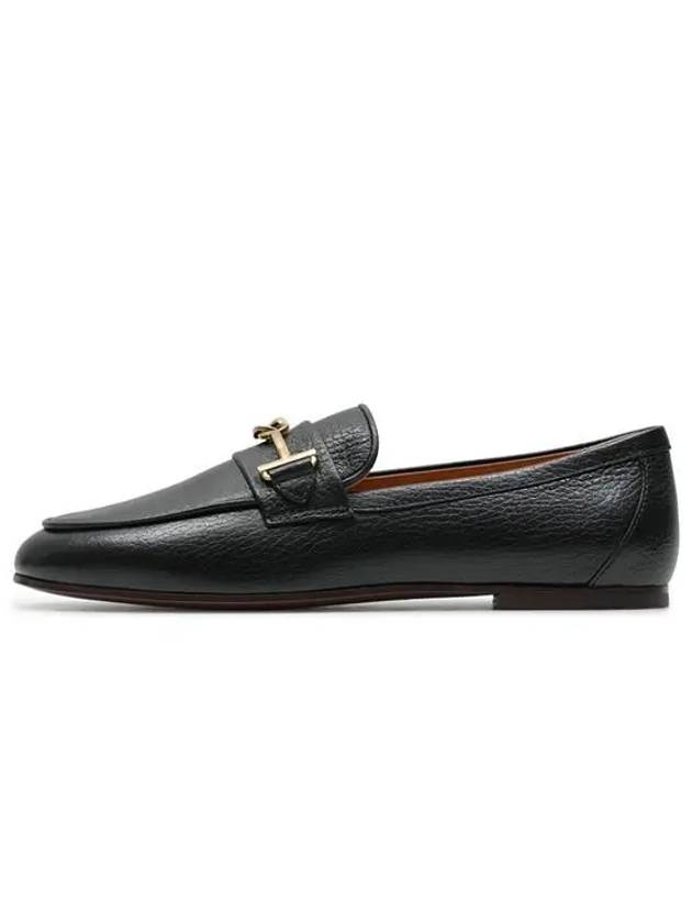 Women's Double T Logo Leather Loafers Black - TOD'S - BALAAN 2