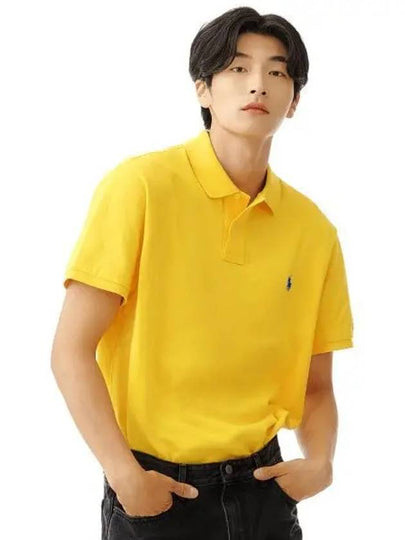 Custom Slim Fit Mesh Polo Shirt Yellow - POLO RALPH LAUREN - BALAAN 2