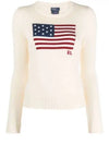 Flag Cotton Crew Neck Knit Top Cream - POLO RALPH LAUREN - BALAAN 2