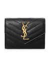 Matelasse Monogram Quilting Flap Half Wallet Black - SAINT LAURENT - BALAAN 2