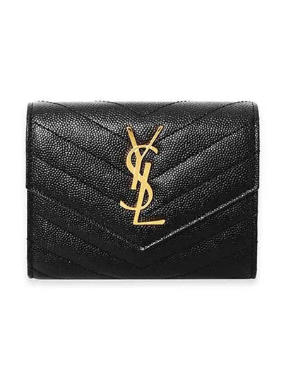 Matelasse Monogram Quilting Flap Half Wallet Black - SAINT LAURENT - BALAAN 2