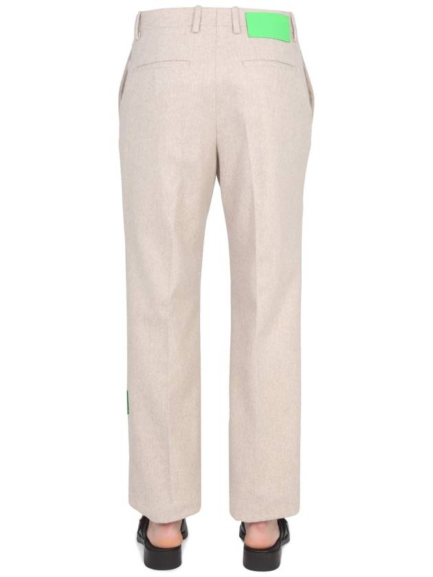 Slim Fit Tag Wool Straight Pants Beige - OFF WHITE - BALAAN 4