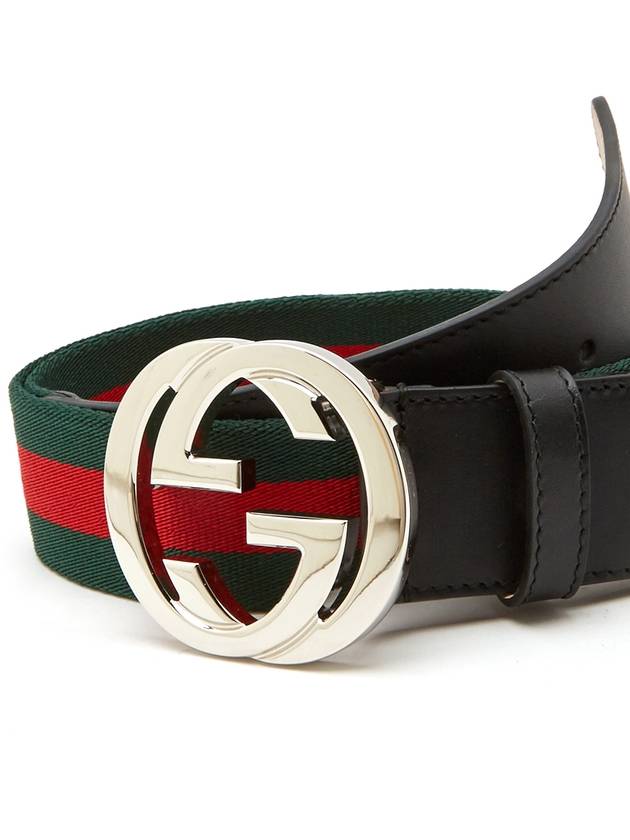 Interlocking G Buckle Web Belt Green - GUCCI - BALAAN 6