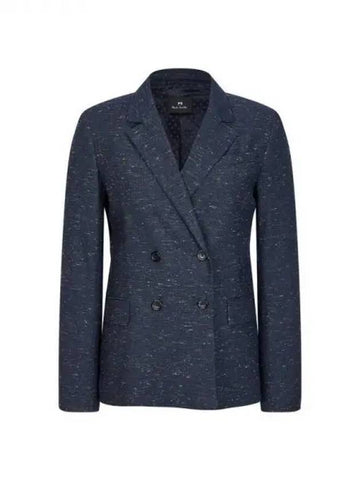 PS Women s Double Button Tweed Jacket Navy 271254 - PAUL SMITH - BALAAN 1