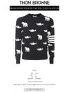 Men's Diagonal Bear Salmon Half Drop Wool Knit Top Navy - THOM BROWNE - BALAAN 3