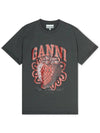 Strawberry Short Sleeve T-Shirt Ash Grey - GANNI - BALAAN 4