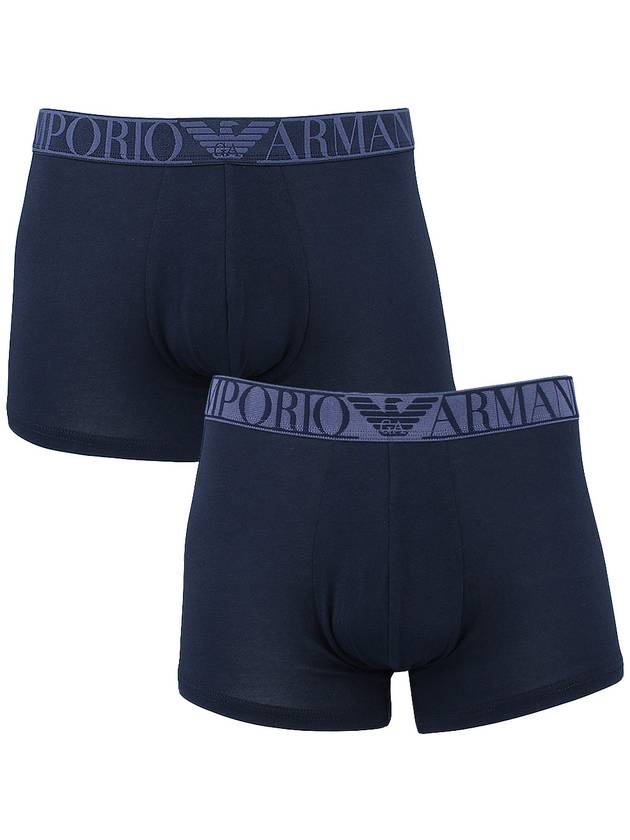 Men's Logo Banding Boxer Briefs 2 Pack Navy - EMPORIO ARMANI - BALAAN 2