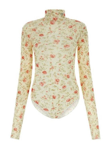 floral mesh bodysuit beige - PRADA - BALAAN 1