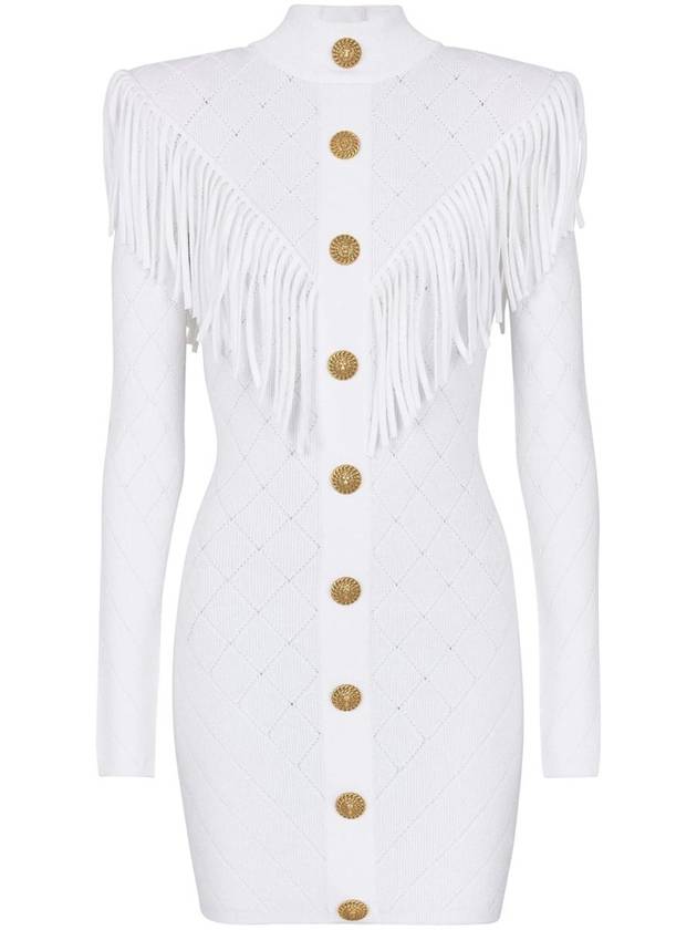 Balmain Short Dress With Fringes - BALMAIN - BALAAN 1