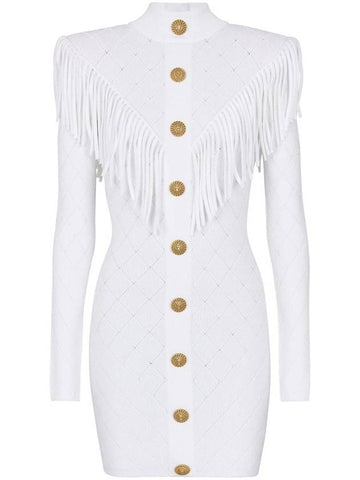 Balmain Short Dress With Fringes - BALMAIN - BALAAN 1