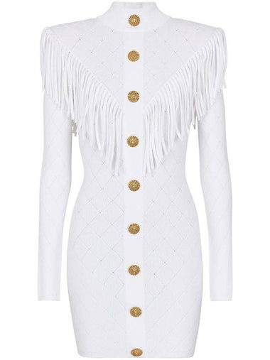 Balmain Short Dress With Fringes - BALMAIN - BALAAN 1