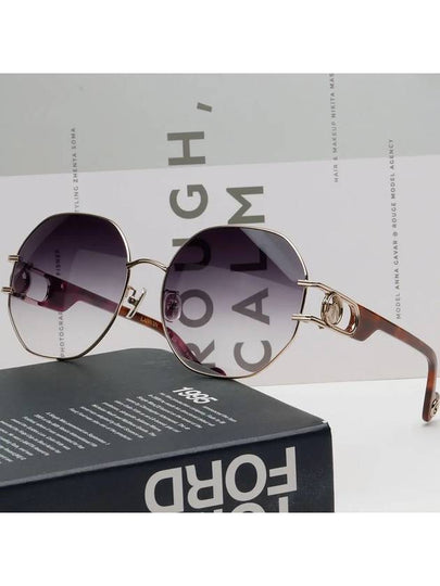 Sunglasses LNV126SLB 770 Purple Fashion Gold Logo Decorated Round Metal Frame - LANVIN - BALAAN 2