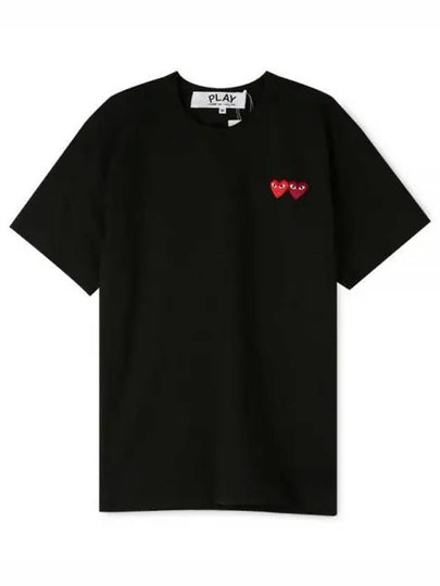 Double Heart Wappen Short Sleeve T-Shirt Black - COMME DES GARCONS - BALAAN 2