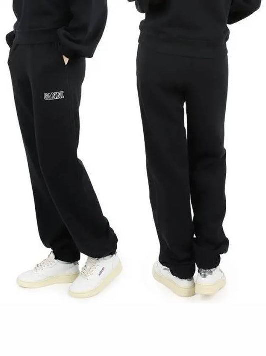 Side Logo Cotton JoGGer Track Pants Black - GANNI - BALAAN 2