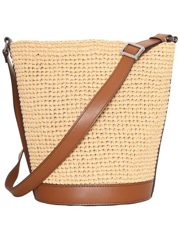 Townsend Medium Straw Bucket Cross Bag Brown Beige - MICHAEL KORS - BALAAN 4