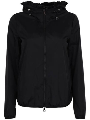 Lait Frill Neck Hooded Jacket Black - MONCLER - BALAAN 1