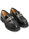 Loafer with Interlocking G Black Leather - GUCCI - BALAAN 4