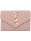 Monogram Envelope Small Half Wallet Pale Pink - SAINT LAURENT - BALAAN 2