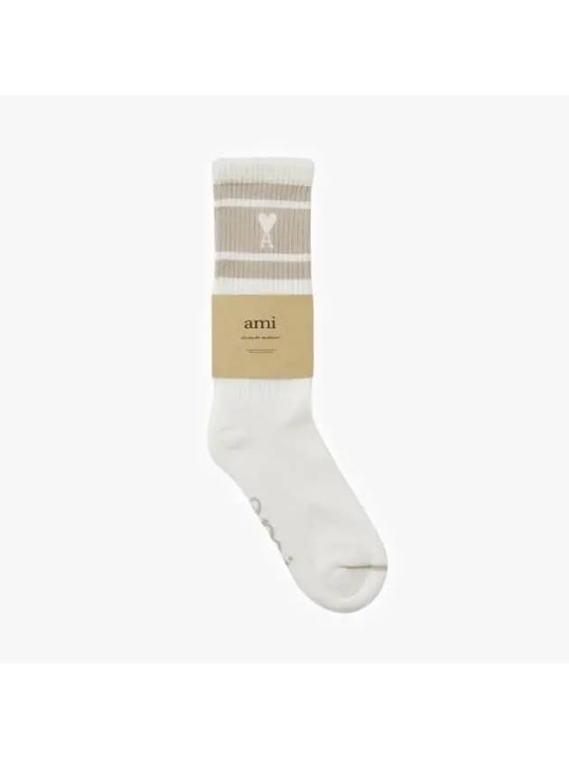 USC001 AW0015 271 De Coeur Heart Logo Striped Socks - AMI - BALAAN 2