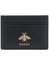 Leather Animalier Leather Card Case Wallet Black - GUCCI - BALAAN 2