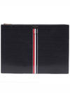 Pebble Grain Three Stripes Medium Clutch Bag Black - THOM BROWNE - BALAAN 3