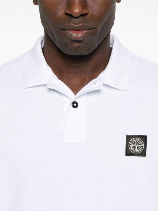 Organic Cotton Elastane Pique Polo White - STONE ISLAND - BALAAN 5