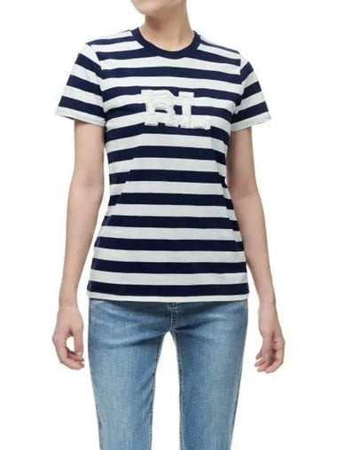 W RL Logo Stripe Jersey Tee Navy - POLO RALPH LAUREN - BALAAN 1