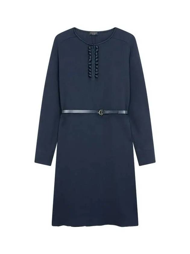 Women s Belted Jacquard Check Dress Navy - EMPORIO ARMANI - BALAAN 1