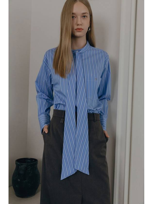 STRIPED SCARF SHIRT BLUE - ILROZE - BALAAN 7