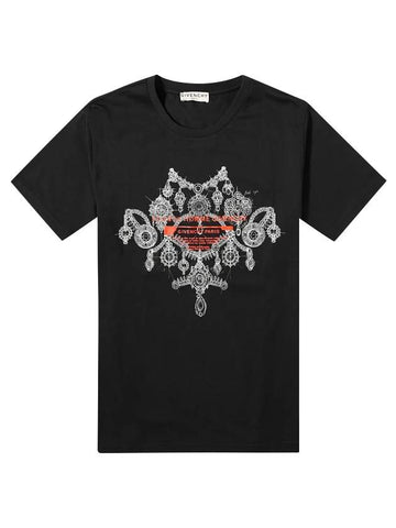 Jewelry Print Short Sleeve T-Shirt Black - GIVENCHY - BALAAN 1