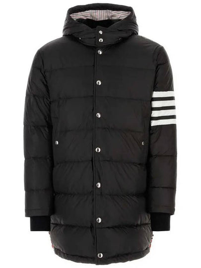 Men's 4 Bar Button Down Hooded Padding Black - THOM BROWNE - BALAAN 2