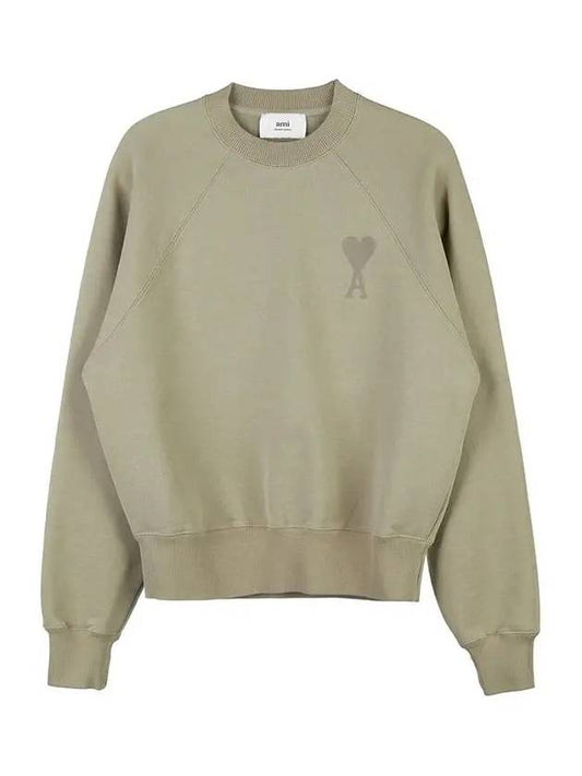 Big Heart Logo Sweatshirt Beige - AMI - BALAAN.