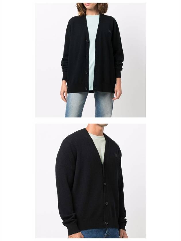 Keve Face Wool V-neck Cardigan Black - ACNE STUDIOS - BALAAN 6