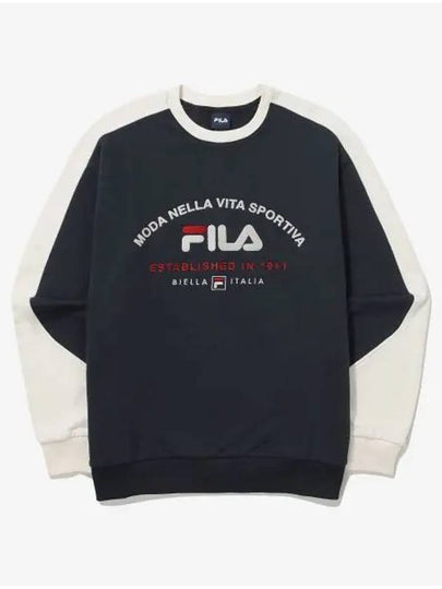 Color Block Logo Sweatshirt Indigo - FILA - BALAAN 2