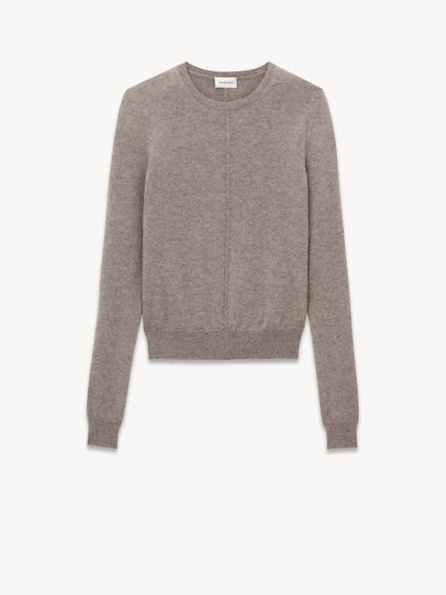 Openwork Cashmere Sweatshirt Taupe - SAINT LAURENT - BALAAN 2