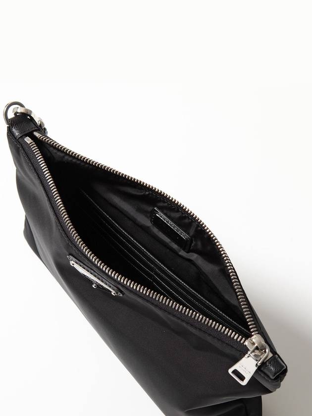 Re-Nylon and Saffiano Leather Clutch Bag Black - PRADA - BALAAN 4